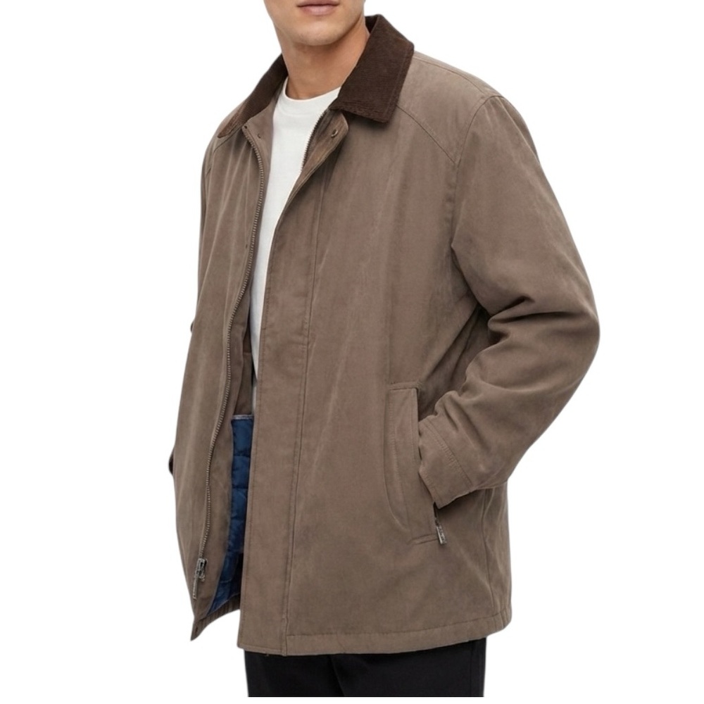 RFT Rainforest Men's L Taupe Zip Barn Dark Brown Collar